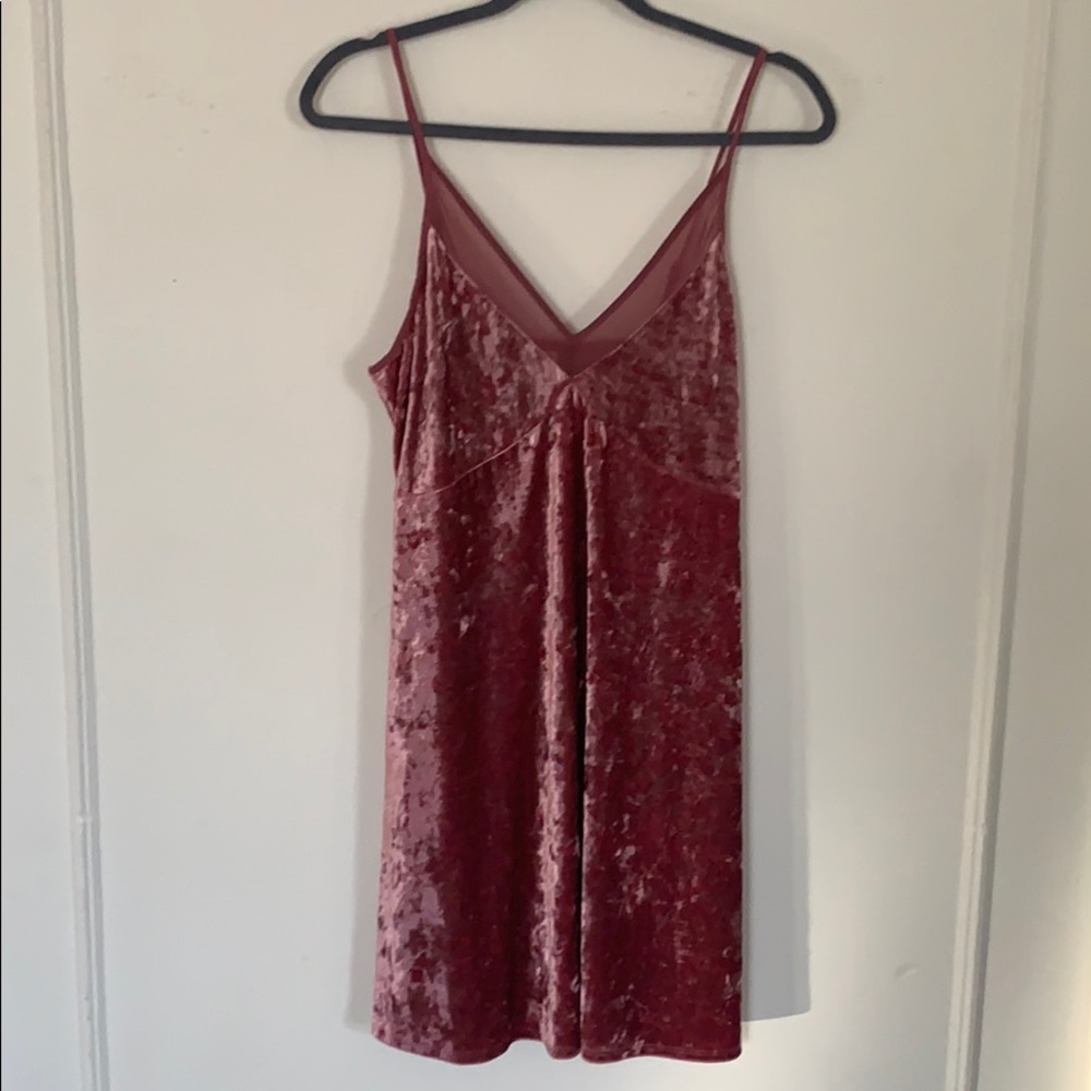 Pink/blush velvet slip dress